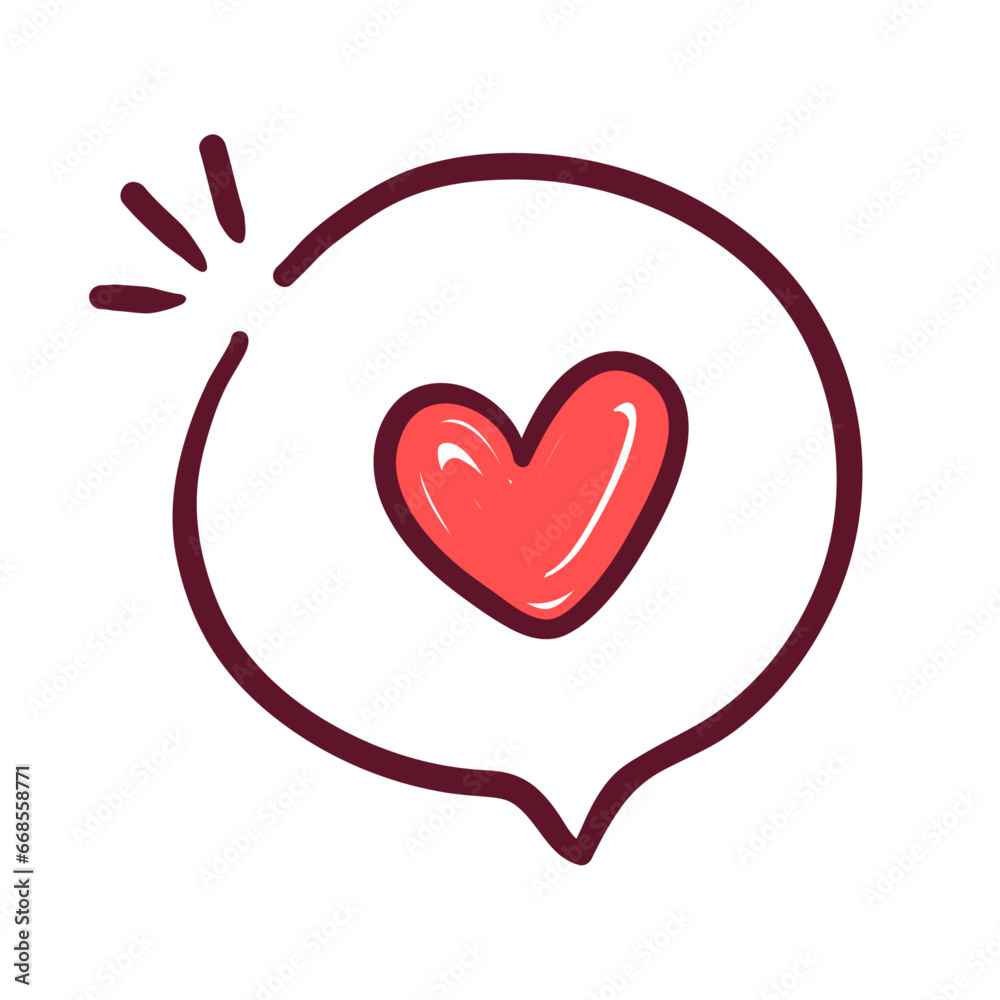 Vector love message element vector in doodle style