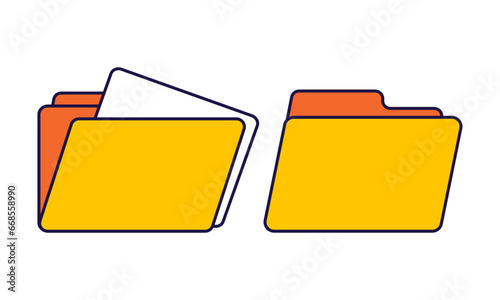 Vector yellow folders for organizing documents. sorting large amounts of data