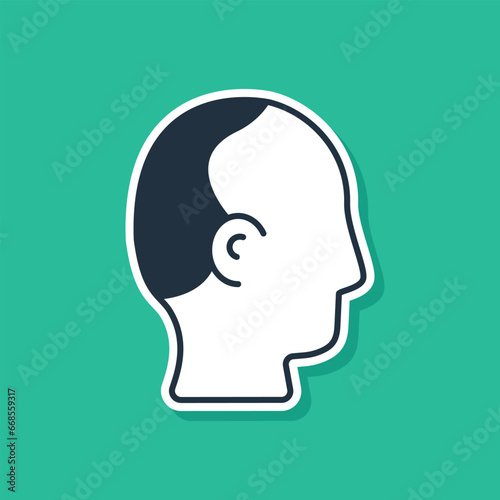 Blue Baldness icon isolated on green background. Alopecia. Vector