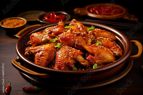 Gongbao Chicken. Traditional Chinese dishes.