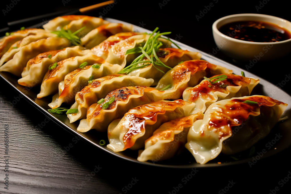 Gyoza. Traditional Japanese dishes. Gyoza. Traditional Japanese dishes.