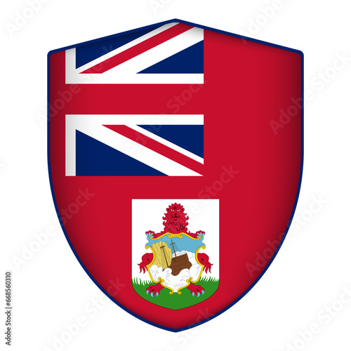 Bermuda flag in shield shape. Vector illustration.