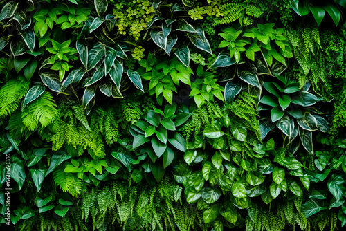 Plant wall natural green wallpaper and background. photo