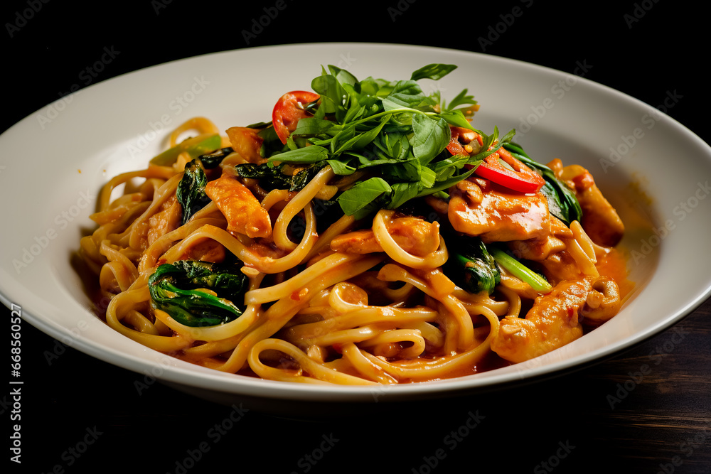 Rad Na Thai style noodles in sauce. Traditional Thai dishes. Rad Na Thai style noodles in sauce. Traditional Thai dishes.