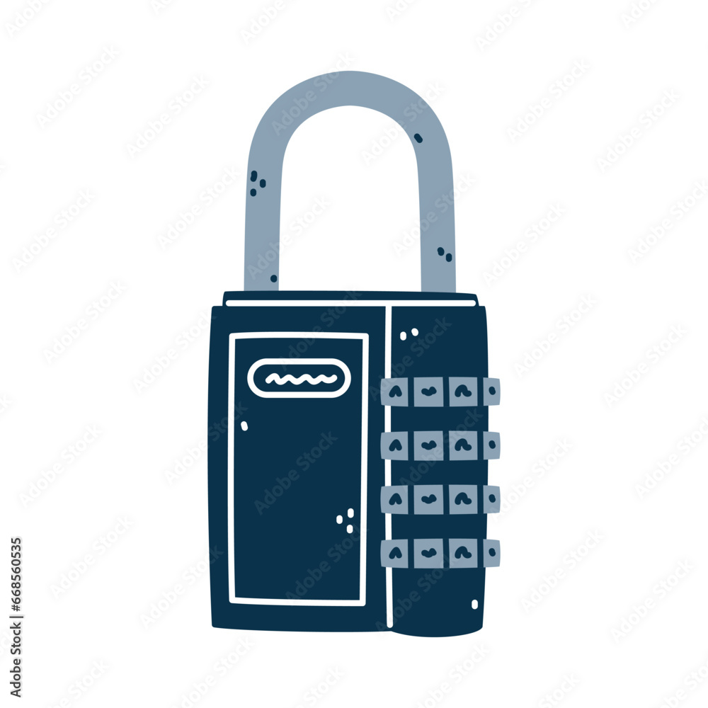 Metallic Padlock as Portable Lock with Shackle Vector Illustration Metallic Padlock as Portable Lock with Shackle Vector Illustration