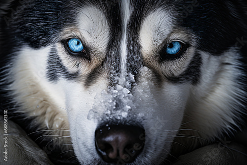 Close-up shot of a husky dog's blue eyes © erika8213