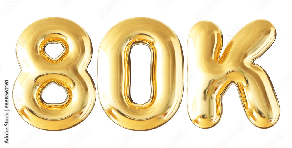 80k Follower Bubble Number Gold 3d Render 80k Follower Bubble Number Gold 3d Render