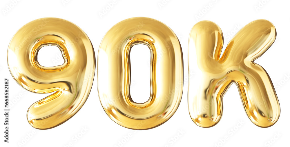 90k Follower Bubble Number Gold 3d Render 90k Follower Bubble Number Gold 3d Render