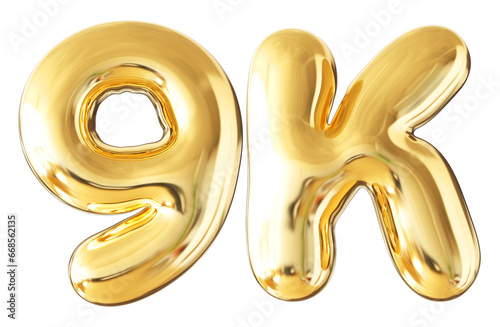 9k Follower Bubble Number Gold 3d Render photo