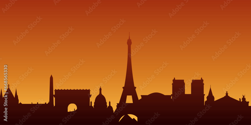 Naklejka premium Paris City skyline. Silhouette City Paris France background. Vector illustration