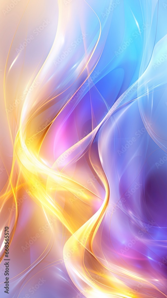 Fototapeta premium Abstract background with a translucid energy flow in light blue, purple and gold colors.