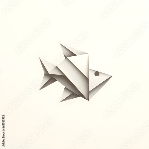 Free Download Abstract Geometric Origami Fish Illustration on White Background - Concept of Minimalism, Purity, and Tranquility in Modern Design - GFXLoad