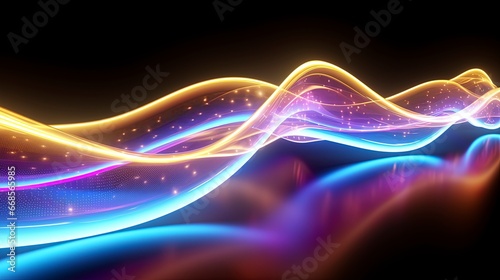 Wallpaper Mural Abstract background with a translucid energy flow in light blue, purple and gold colors. Torontodigital.ca