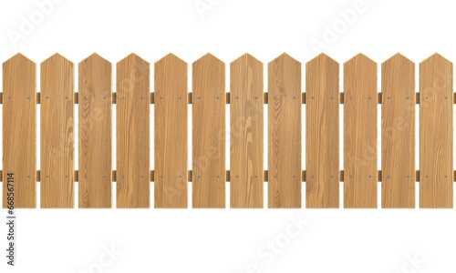 Seamless wooden fence isolated on white background 3d rendering