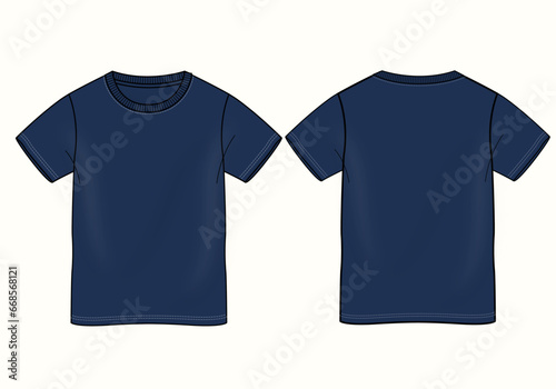 Blue Color Boyes T Shirt vector illustration flat sketch fashion design