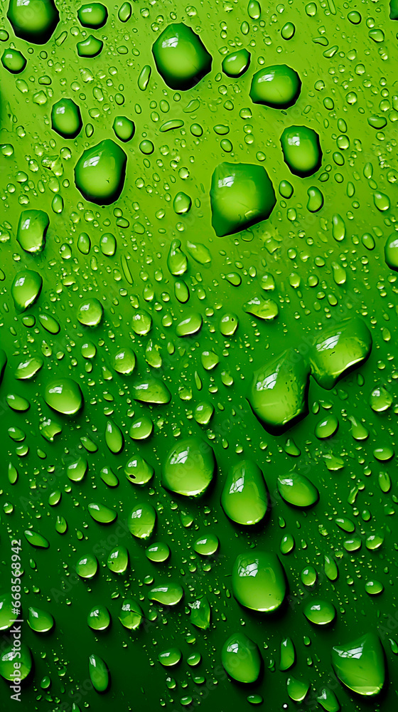 Droplets, rain or dew on a window or piece of glass. Texture for backgrounds. Shallow field of view.