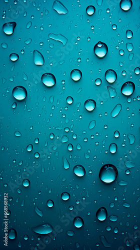Droplets  rain or dew on a window or piece of glass. Texture for backgrounds. Shallow field of view.