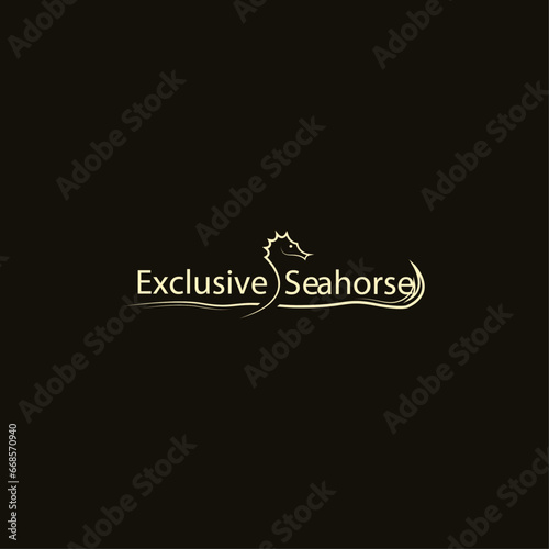 Wavy seahorse luxury logo design for business