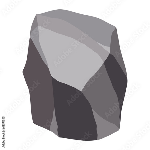 Rock stones or debris of mountain. Gravel, gray stone. Polygonal shape, piece of fossil stone. Game decoration element