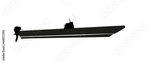 Silhouette d'un bateau et d'un moteur hors-bord  