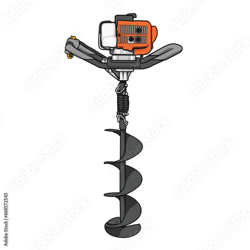 Auger machine, Vector of post hole digger isolated on white background. Icon, logo, clipart