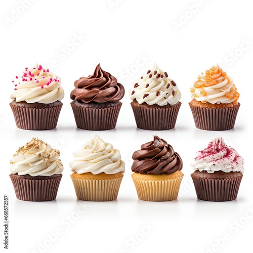 A varities of cupcake isolate on white background