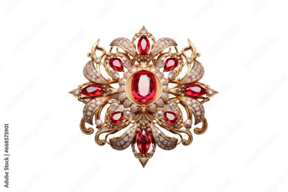 Precious Red Ruby Pin Isolated On Transparent Background.