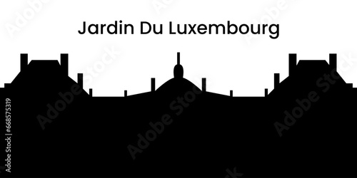 The silhouette of Luxembourg Palace in Paris is isolated on a white background. Vector illustration