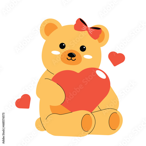 Teddy Bear With Red Heart Love