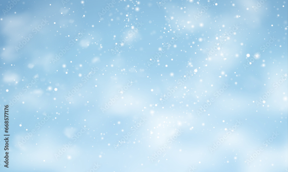 Vector christmas snow. falling snowflakes on light blue background
