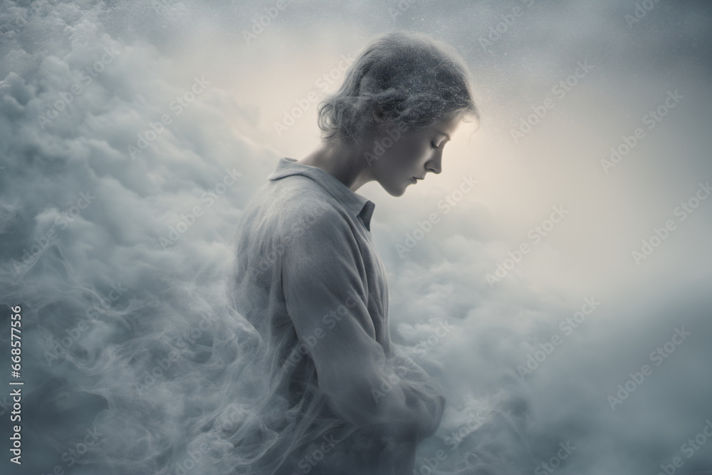 Obraz premium Close-up portraits on the theme of dreams and coldness