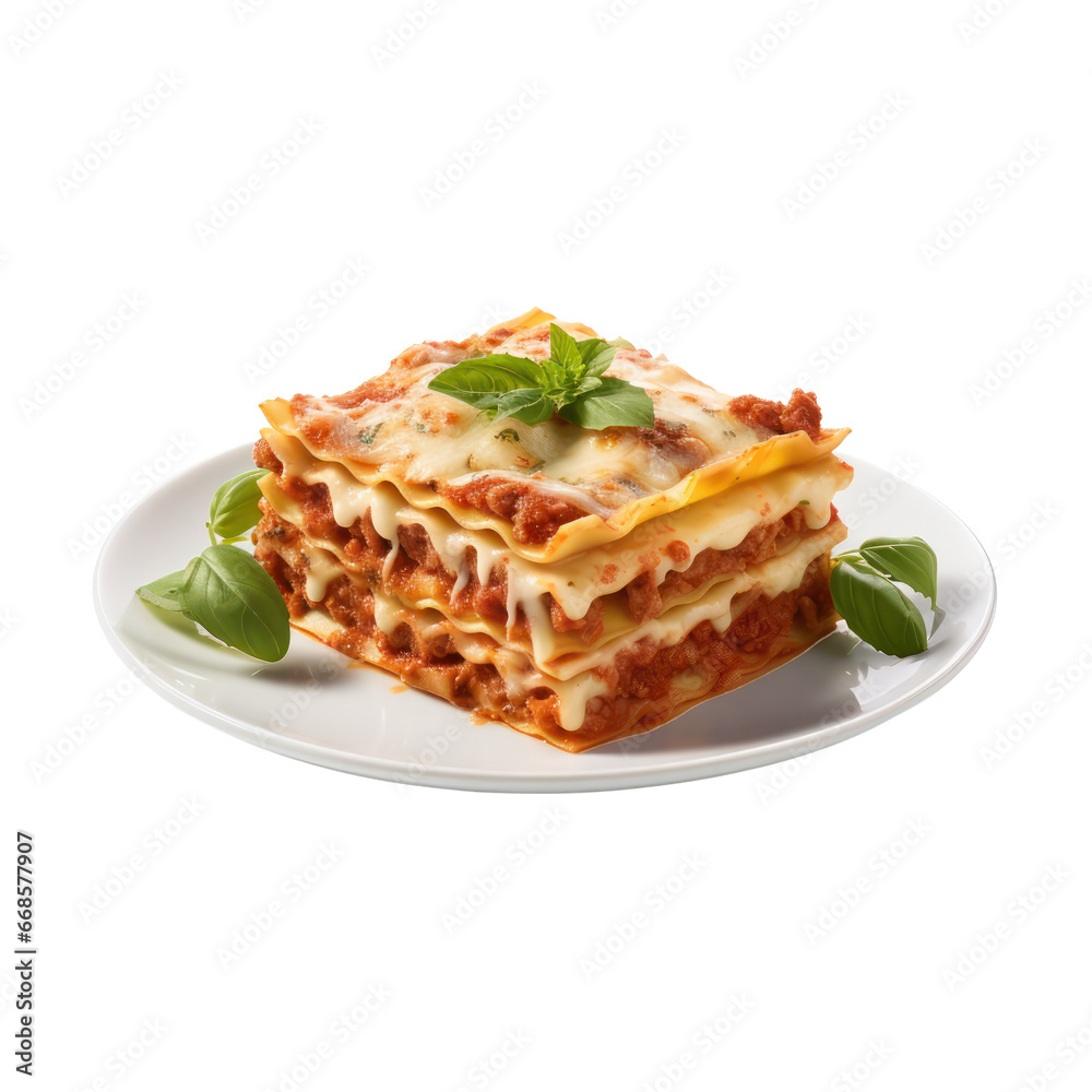 Lasagna pasta isolated on transparent background,transparency 