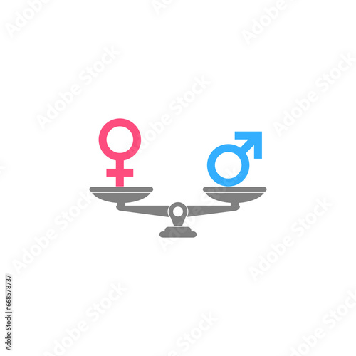 Scales with male and female sex symbols icon isolated on transparent background