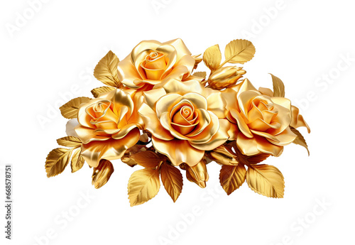 Fototapeta Naklejka Na Ścianę i Meble -  Golden rose bouquet No shadows, highest details