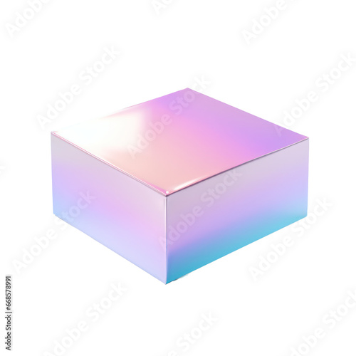 Hologram box mockup isolated on transparent background,transparency 