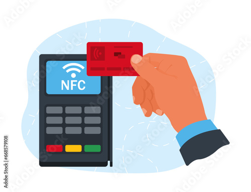 Abstract concept of cashless payments. Card payment. Terminal