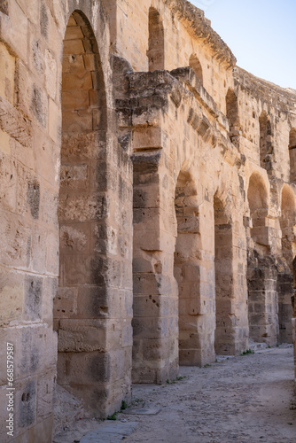 El Jem Coliseum. The largest Roman amphitheater in Africa. Unesco World Heritage.
