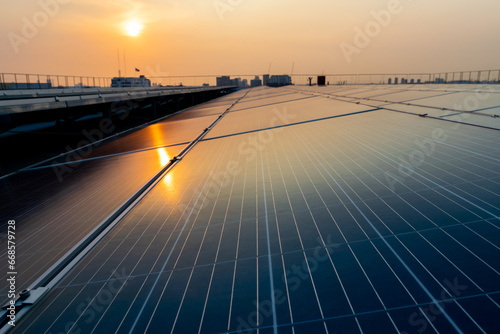 Alternative energy to conserve the world's energy and rooftop solar systems. photo
