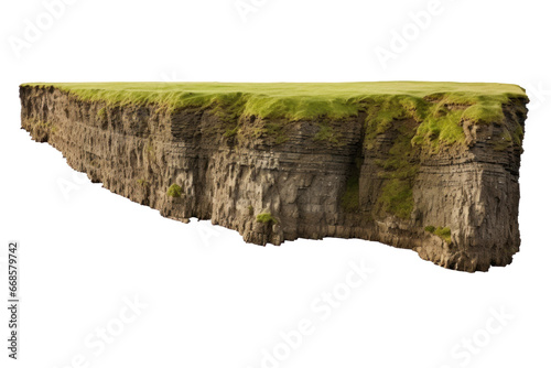 cliff with grass, isolated on transparent background, png file photo