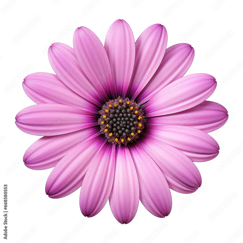 Purple daisy flowet blossom isolated on transparent background,transparency 