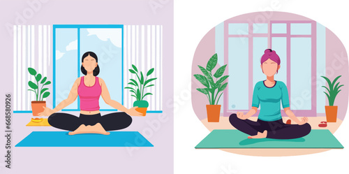woman doing yoga for healthy life