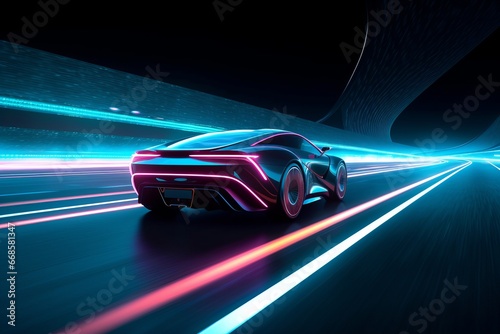 fast-moving electric car in motion
