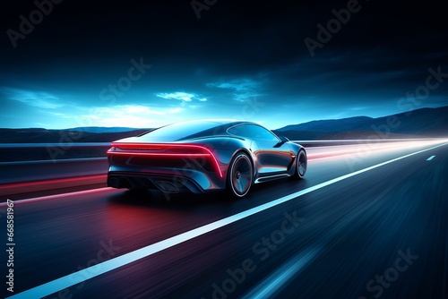 fast-moving electric car in motion photo