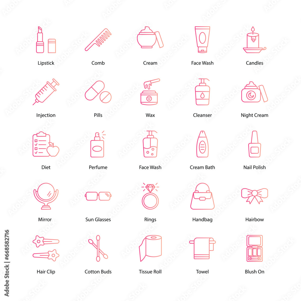 Beauty icons set isolate white background vector stock illustration. Beauty icons set isolate white background vector stock illustration.