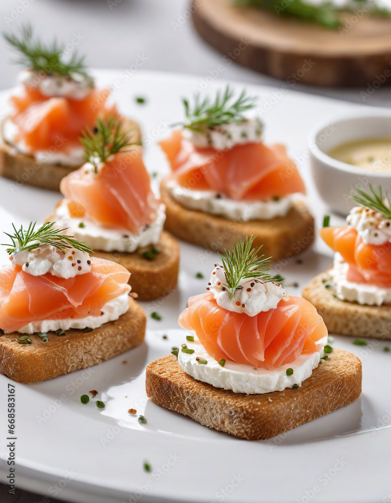 canapés featuring rich cream cheese and succulent smoked salmon canapés featuring rich cream cheese and succulent smoked salmon