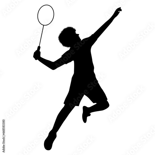 cute man play badminton silhouette © Curut Design Store