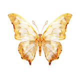 Yellow crystal butterfly isolated on transparent background,transparency 