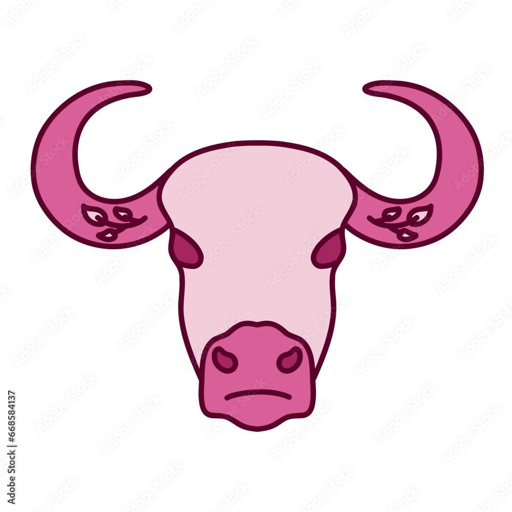 Cowgirl sticker - pink head of bull. Western and wild west theme. Cowgirl sticker - pink head of bull. Western and wild west theme.