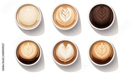 coffee set of coffee cup on the isolated background