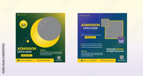Modern Kids back to school education admission flyer poster layout template